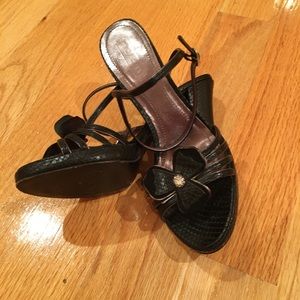 COACH Heels Sandals Platforms Leather Black 8B